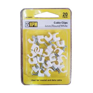 Round Cable Clip 6mm White